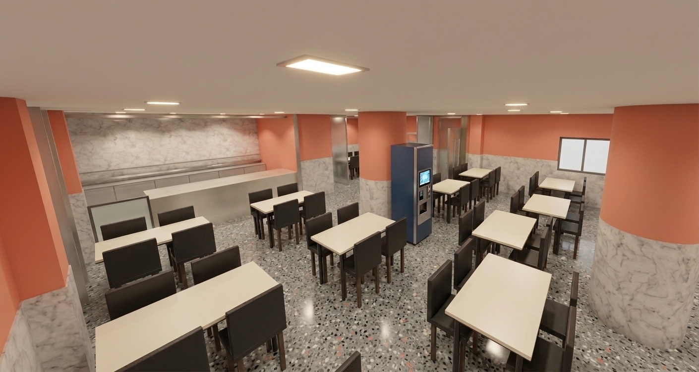 Visualisation of the refurbished Enertech cafeteria