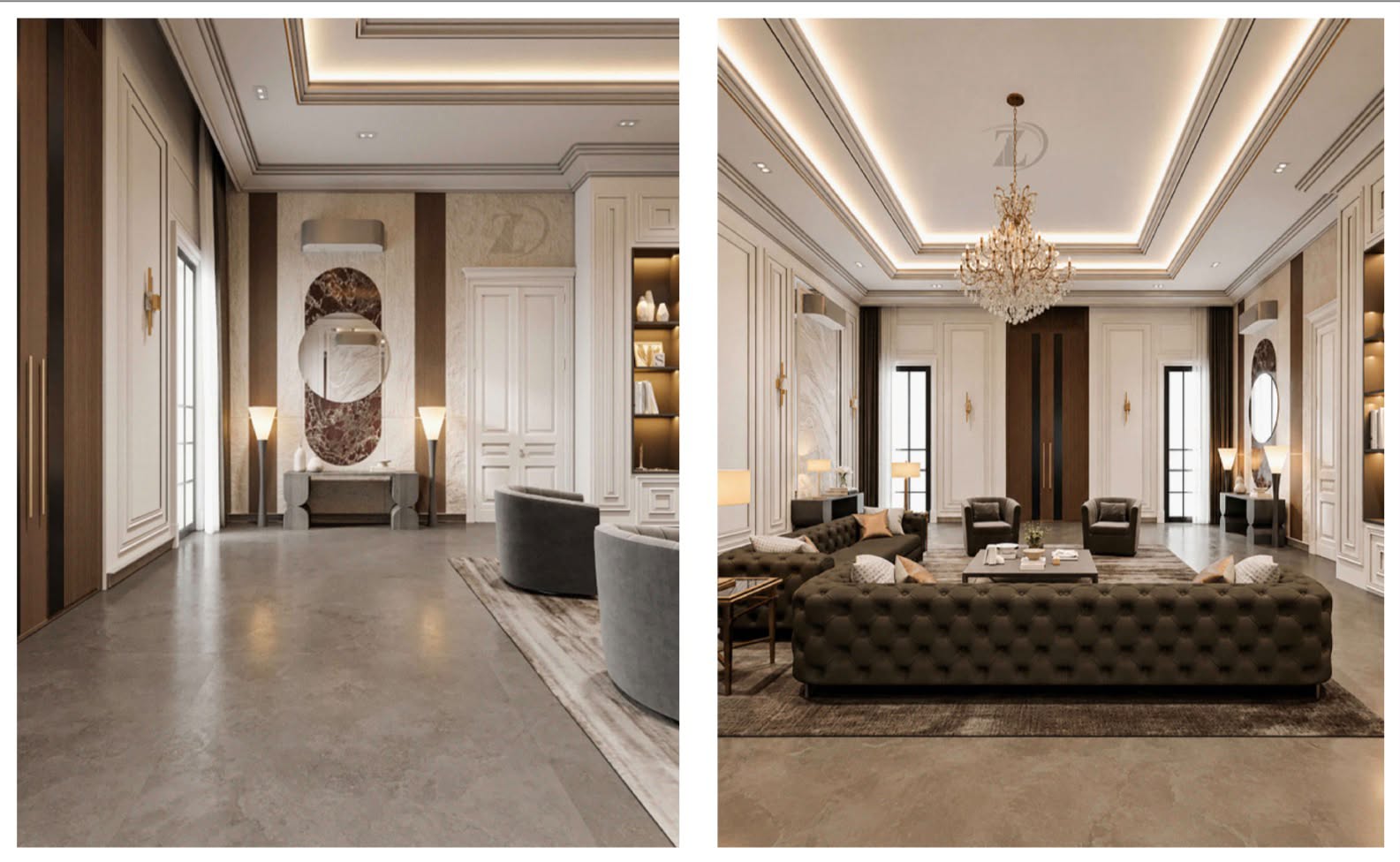 Interior visualization of the villa majlis and reception